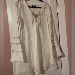 Union of Angels NWT Lace-Up Bell Sleeve Tunic Dress Size L